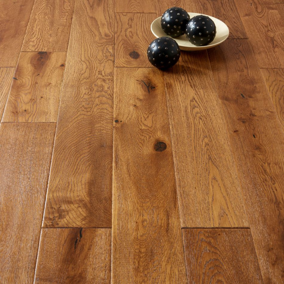 Artisan Flooring - Hand Scraped/Distressed/Cognac Stained/Lacquered Traditional 18/4 French Oak