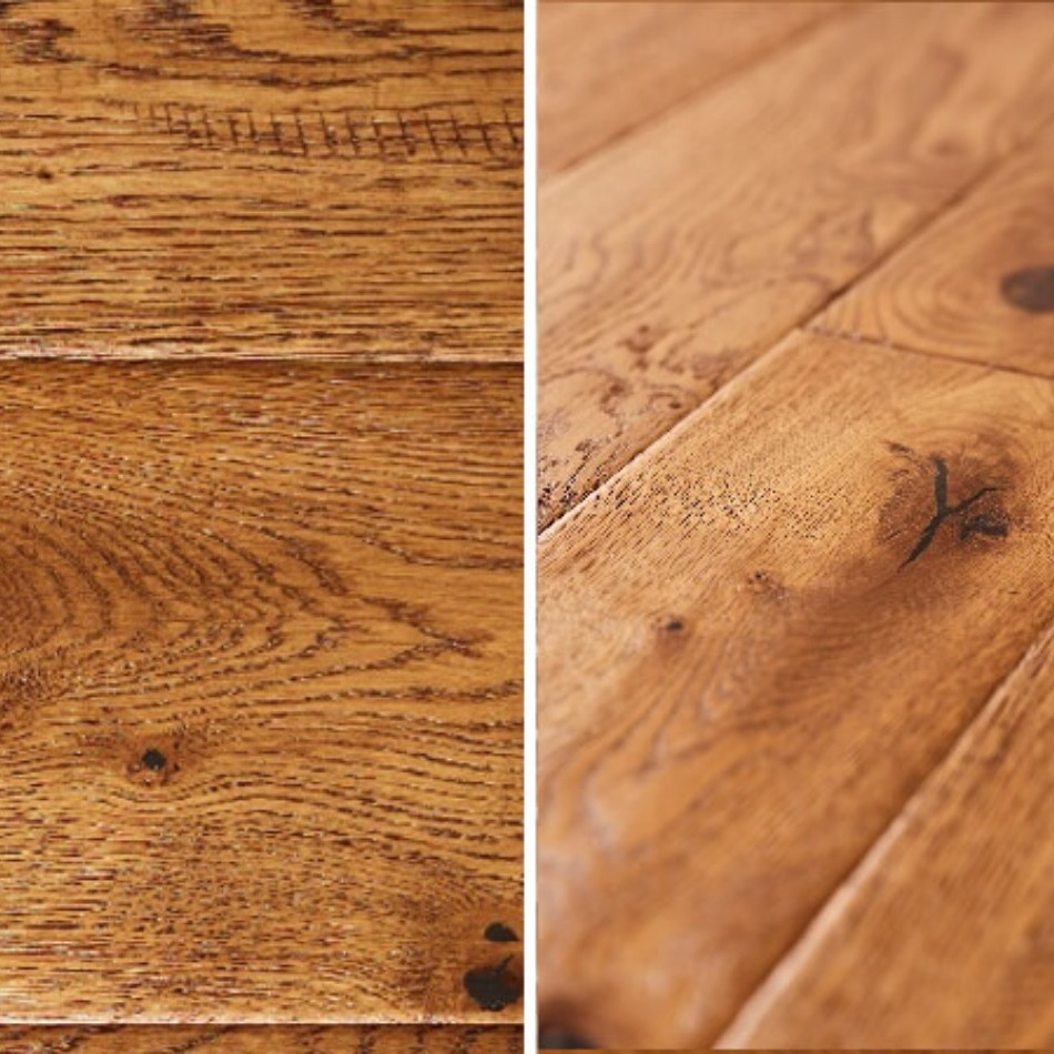 Artisan Flooring - Hand Scraped/Distressed/Cognac Stained/Lacquered Traditional 18/4 French Oak